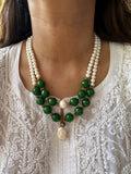 Real pearl x Emerald Mala Set