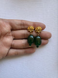Gold Plated Emerald Lotus Studs