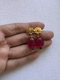 Gold Plated Ruby Lotus Studs