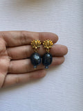 Gold Plated Blue Sapphire Lotus Studs