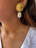 Gold plated real pearl studs