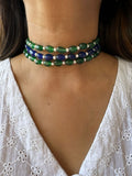Emerald x lapis Basic Beaded Choker