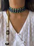 Emerald x lapis Basic Beaded Choker