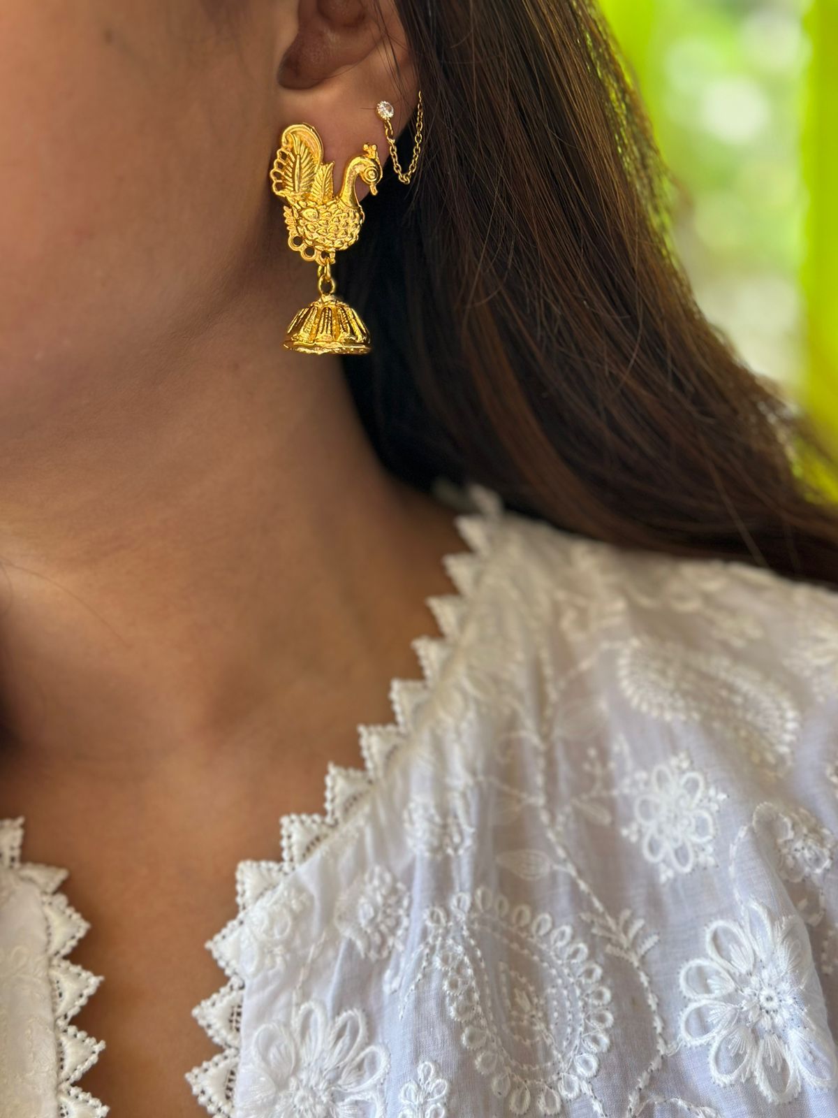 Gold plated Peacock Jhumke