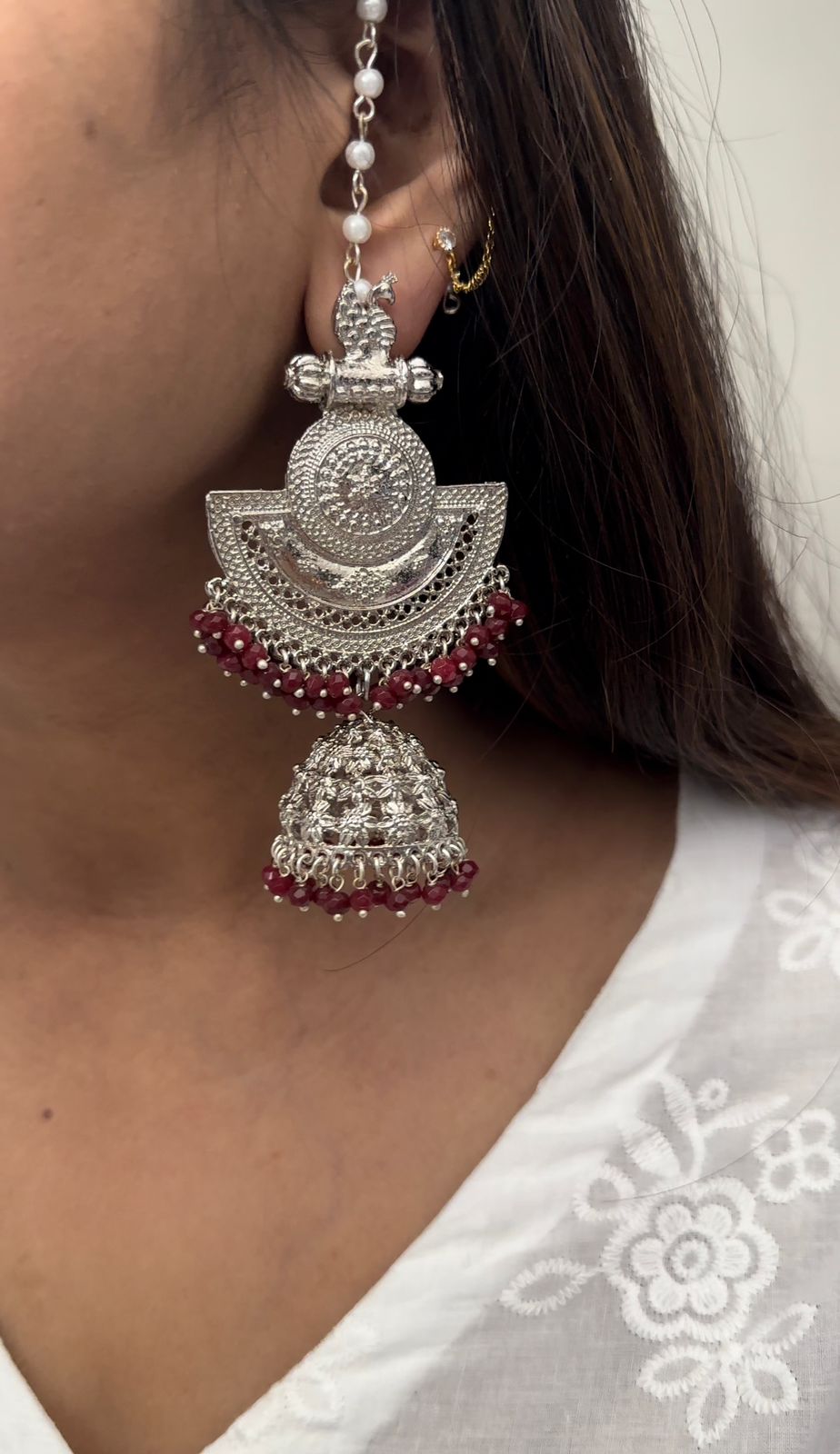Silver Plated Swan Jhumke