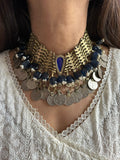Old Blue Sapphire Afghan Choker
