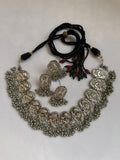 Silver plated peacock choker set