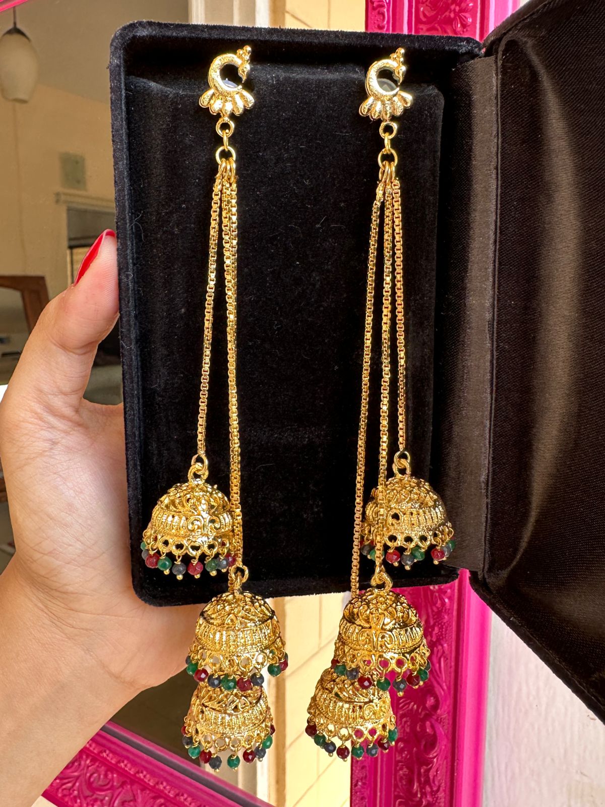 Gold Plated Peacock Earrings