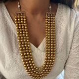 Antique Gold Shell Pearl Mala