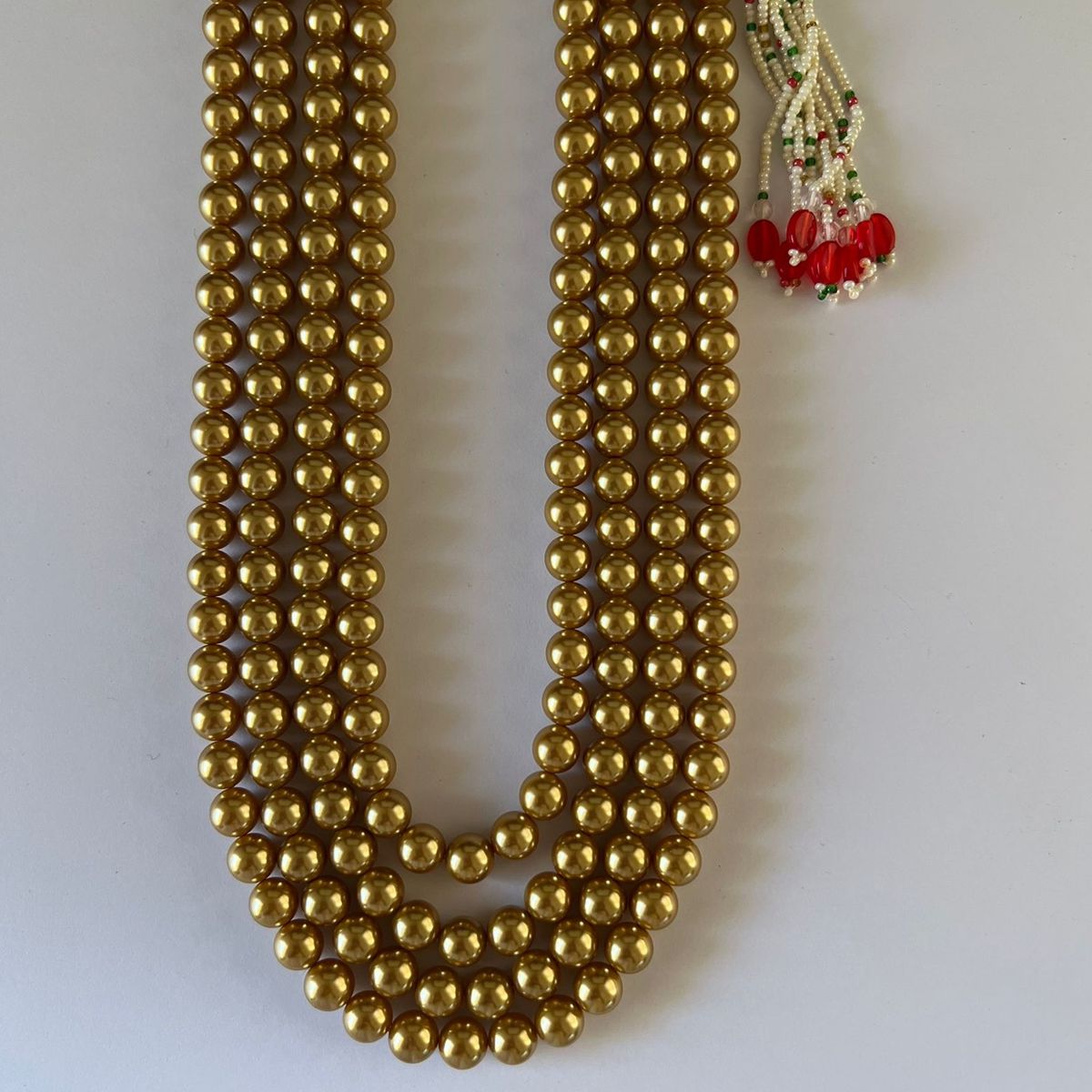 Antique Gold Shell Pearl Mala