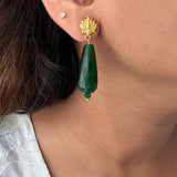 Lotus x Emerald Drop Earrings