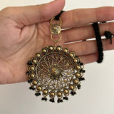 Afghan Round Teeqa With Black Stones