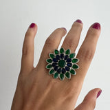 Green Onyx and Blue Sapphire Ring