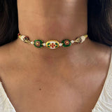 Green & White Meena Choker