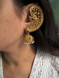 Peacock on flowers Gold Plated Earcuff