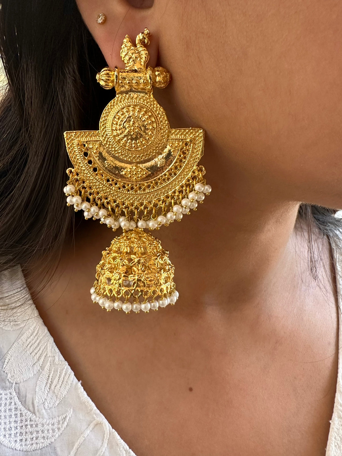 Gold Plated Swan Jhumke