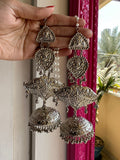 Oversized Tribal Silver Plated Jhumke