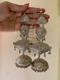 Oversized Tribal Silver Plated Jhumke