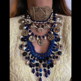 Set of LAPIS Choker, Necklace, Mala and Earrings