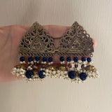 Set of LAPIS Choker, Necklace, Mala and Earrings