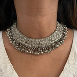 Silver Afghan Floral Filigree Choker