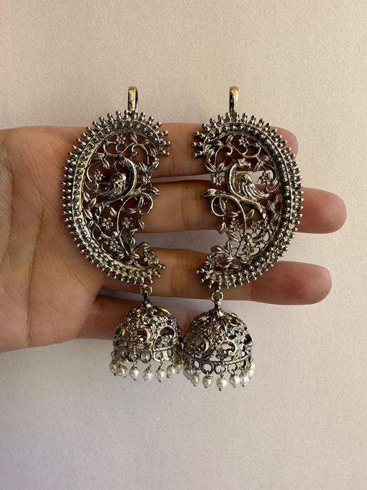 Peacock On Flowers Earcuff
