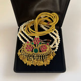 Real Pearl Teen Phool Afghan Choker