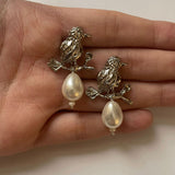 Bird Pearl Earrings