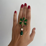 Floral Emerald x Meena Adjustable Ring