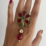 Floral Ruby Adjustable Ring