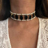Black Lapis X Pearl Choker