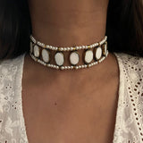 Moon stone X Pearl Choker