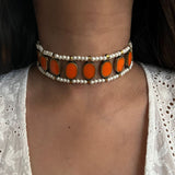 Orange beryl X Pearl Choker