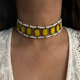 Yellow Jasper X Pearl Choker