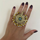Bohemian Afghan Yellow stone ring