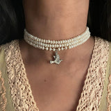 Minimalistic Real Pearl Bird Choker