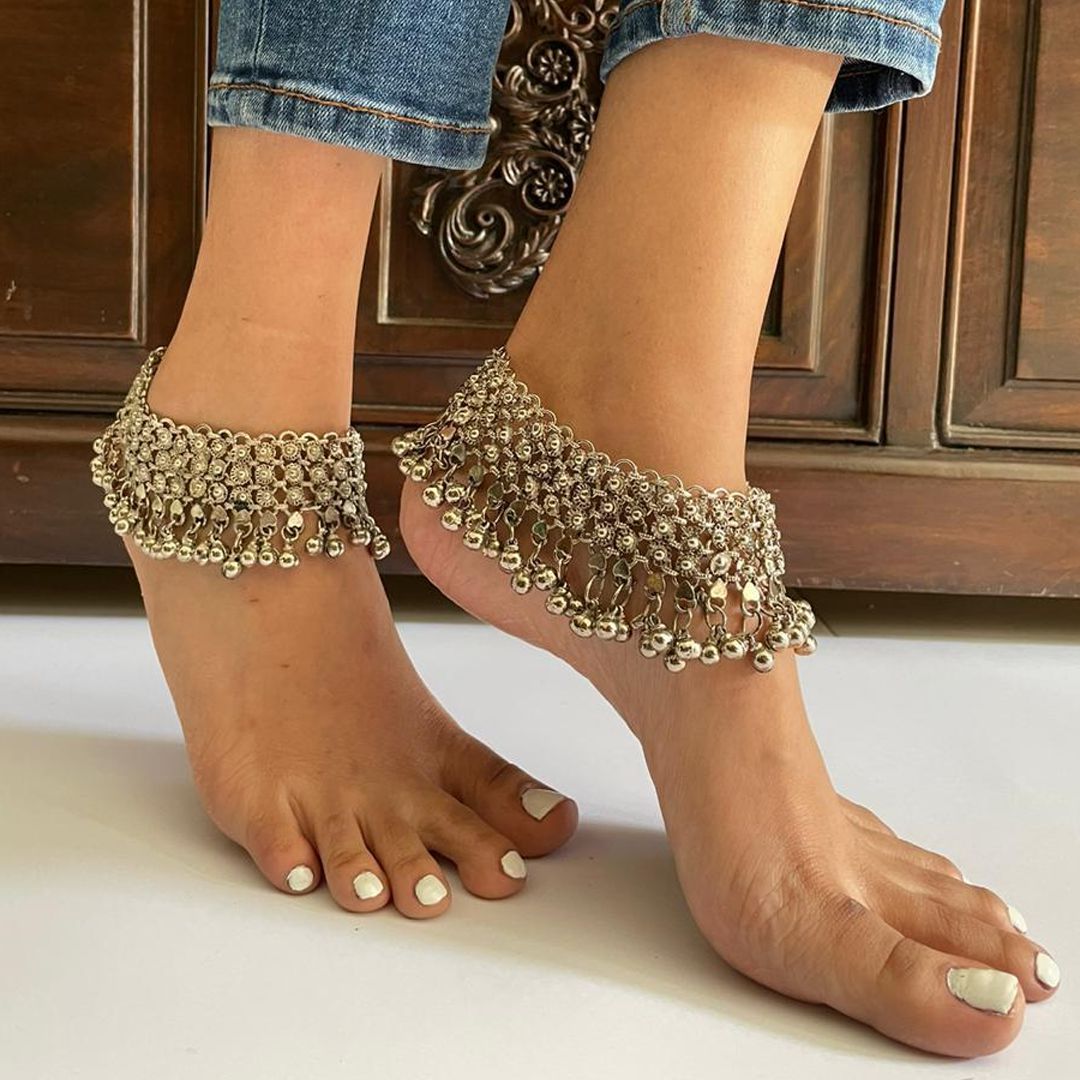 Vintage Afghan Silver Anklets