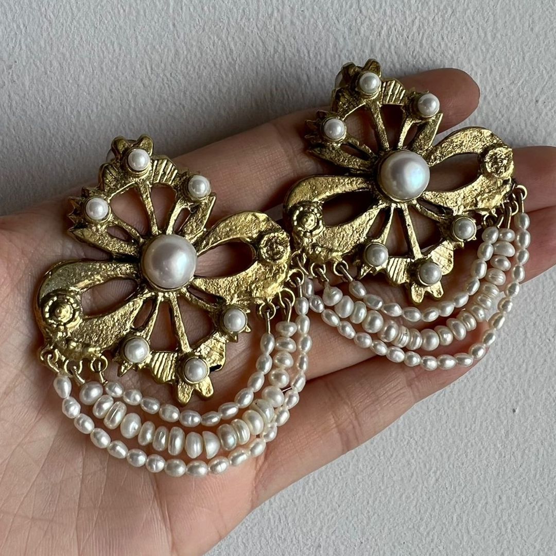 Bow & Real Pearl Earrings