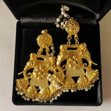 Antique Gold Plated Elephant Jhumke