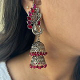 Antique Silver Peacock Jhumke