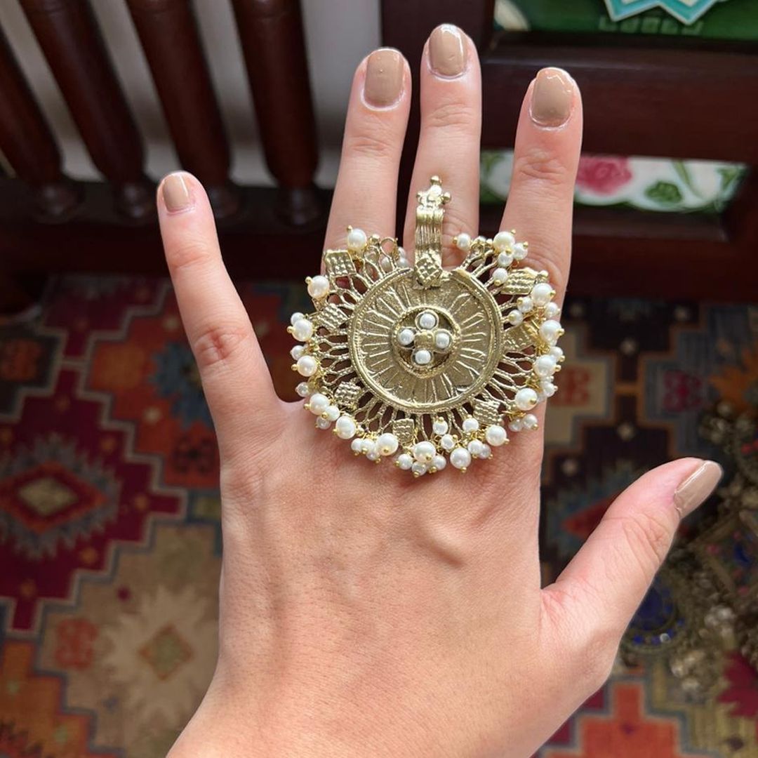 Bohemian Afghan Pearl Ring