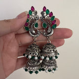 Antique Silver Peacock Jhumke