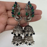 Antique Silver Peacock Jhumke