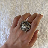 Silver Floral Adjustable Ring