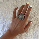 Silver Floral Adjustable Ring