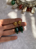 Gold plated Emerald x Lotus Earrings